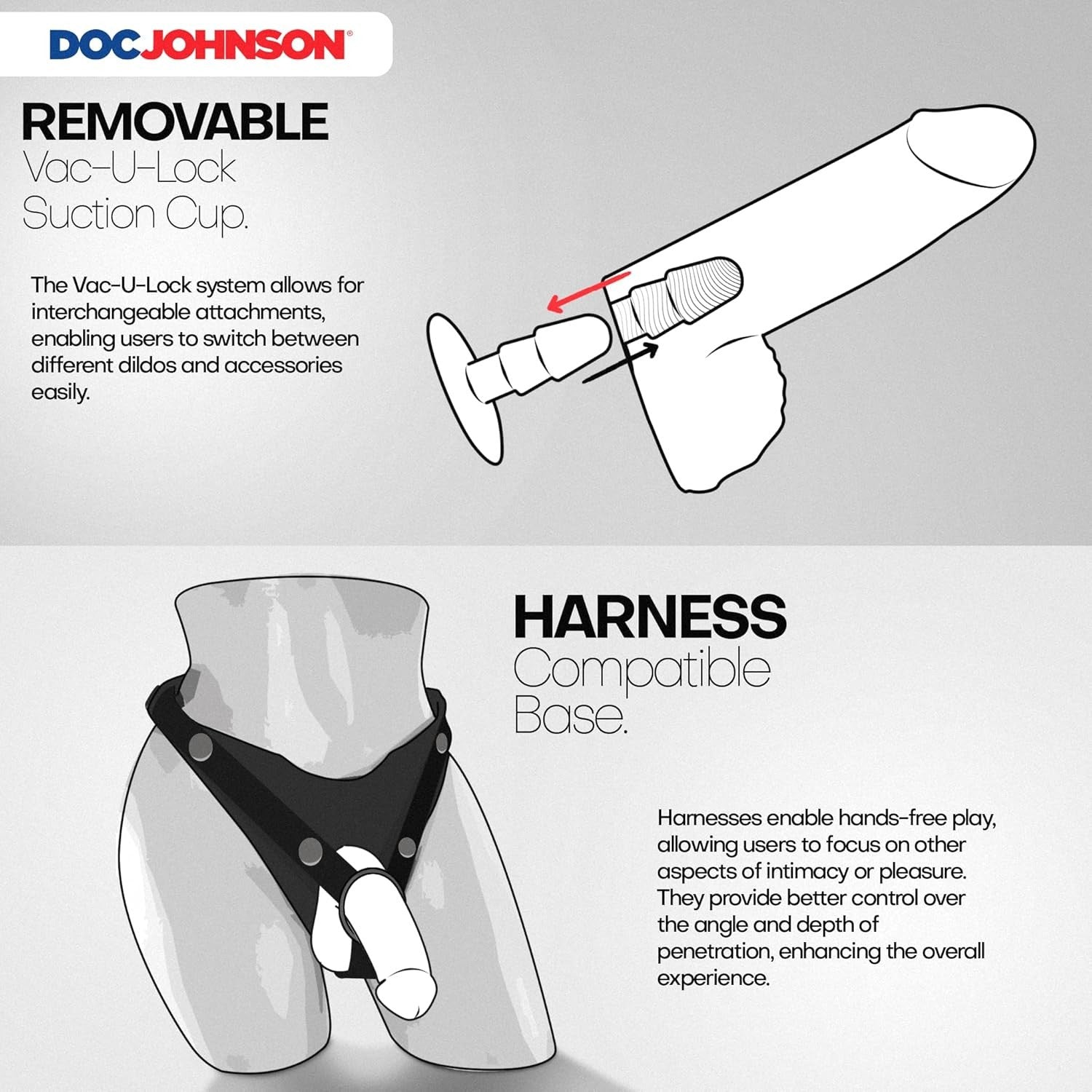 Doc Johnson John Holmes Cock Ultraskyn Vac-U-Lock Suction Cup Dual Density Dildo