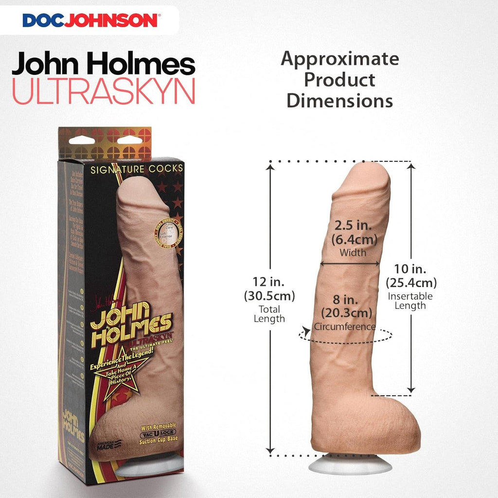Doc Johnson John Holmes Cock Ultraskyn Vac-U-Lock Suction Cup Dual Density Dildo