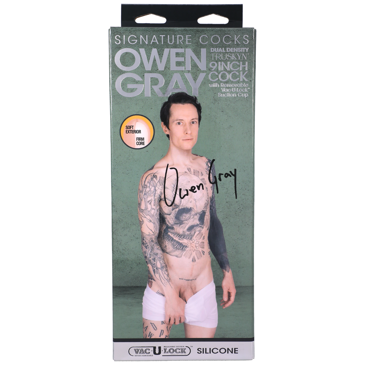 Doc Johnson Signature Cocks Owen Gray 9" Silicone Vac-U-Lock Suction Cup Dildo
