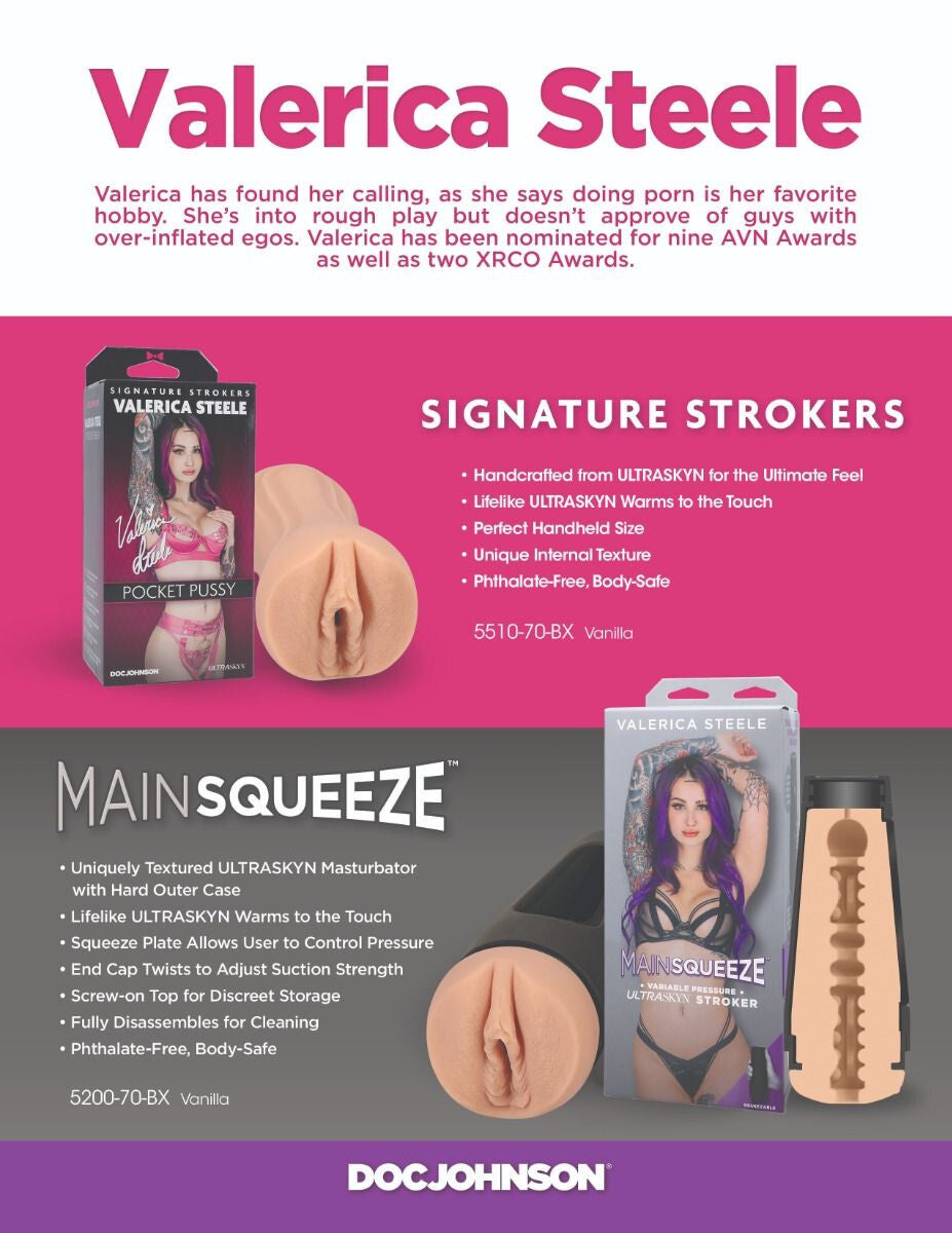 Doc Johnson Signature Strokers Valerica Steele Pussy Male Masturbator UltraSkyn