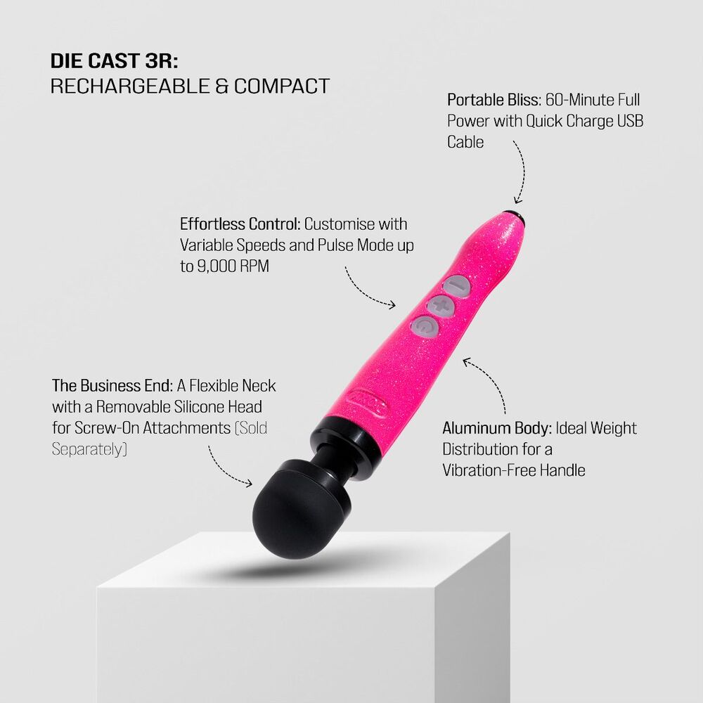 Doxy Die Cast Wand USB Rechargeable Hot Pink Silicone Massager