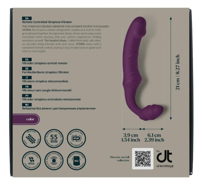 DreamToys Bold Storm Strapless Remote Control Vibrating Strap-On Dildo