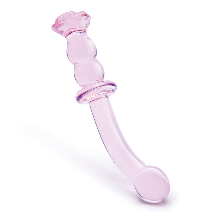 Dream Toys Glaze Glass Rosebud G-Spot Beaded 8 Inch Curved Dildo