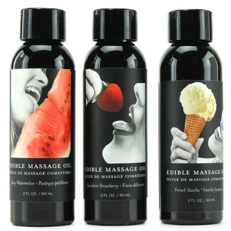 Earthly Body Edible Sweet Erotic Massage Oil Gift Set Vegan Non Greasy 3 x 60ml