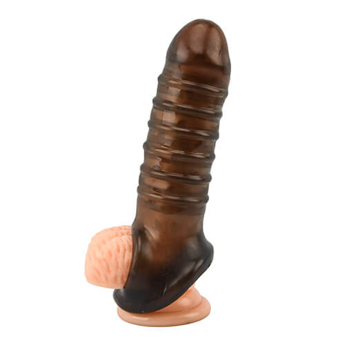 Emperor Penis Sleeve Smoke Ribbed Textured Hollow Extender 7 Inch Cock Extension