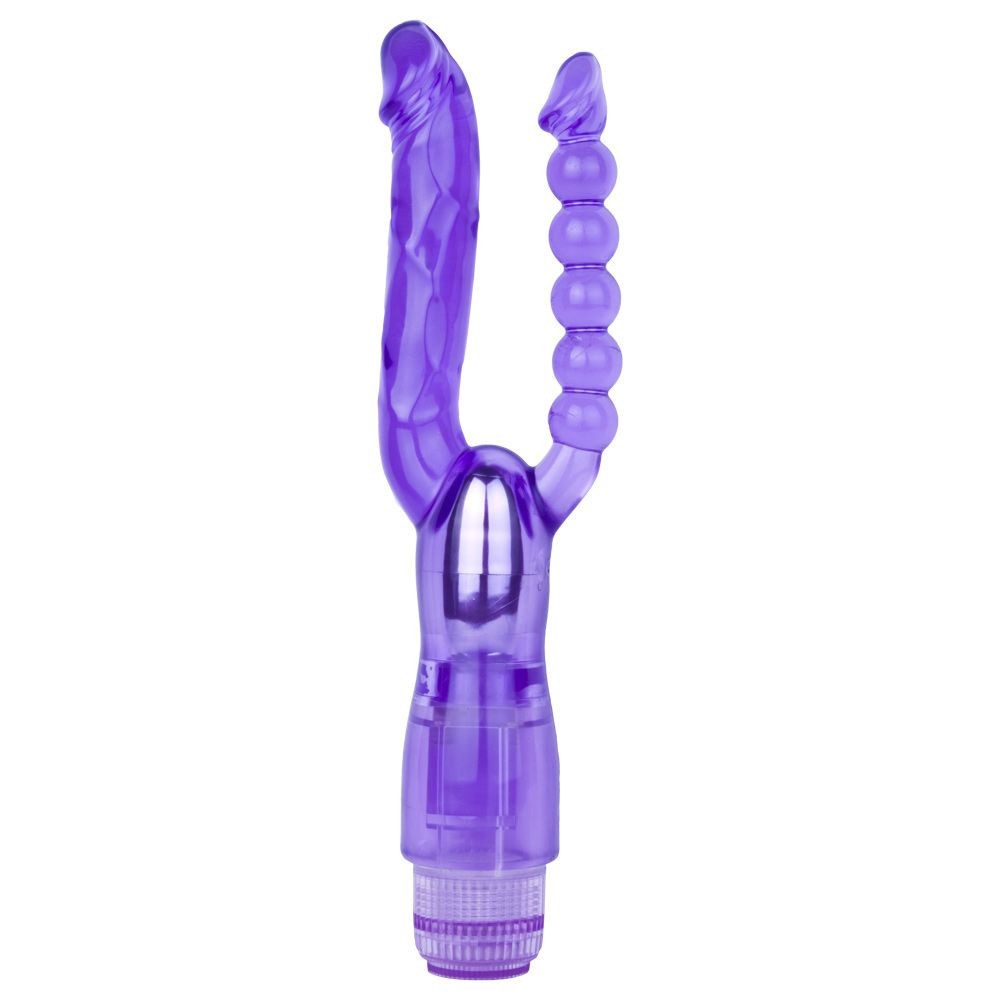 Extreme Dual Double Penetration Dildo Vibrator Pussy Vaginal Anal Beads Massager