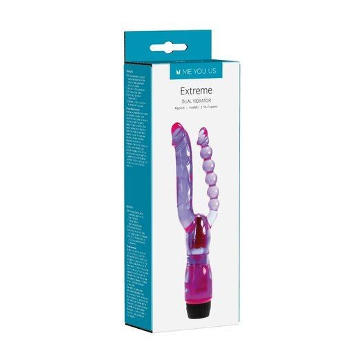 Extreme Dual Double Penetration Dildo Vibrator Pussy Vaginal Anal Beads Massager
