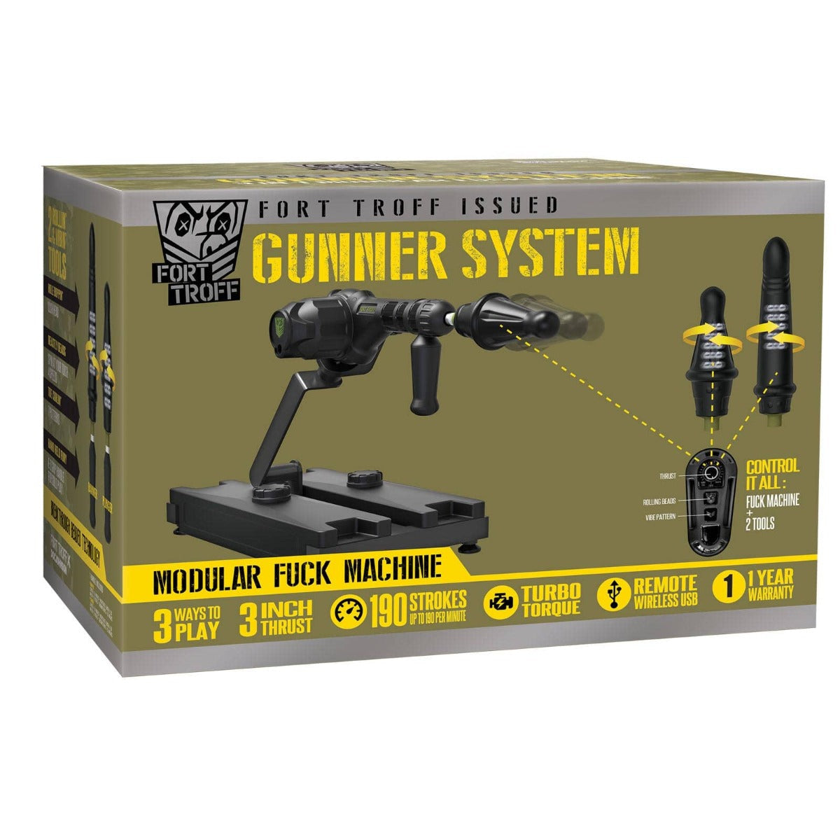 Fort Troff Gunner 3 In 1 Thrusting Vibrating Remote Control Modular Fuck Sex Machine