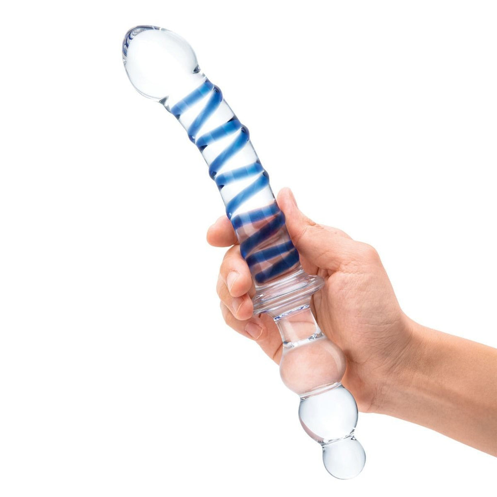 Gläs 10 Inch Twister Dual Double Ended Handblown Glass Cock Dildo Anal Butt Plug