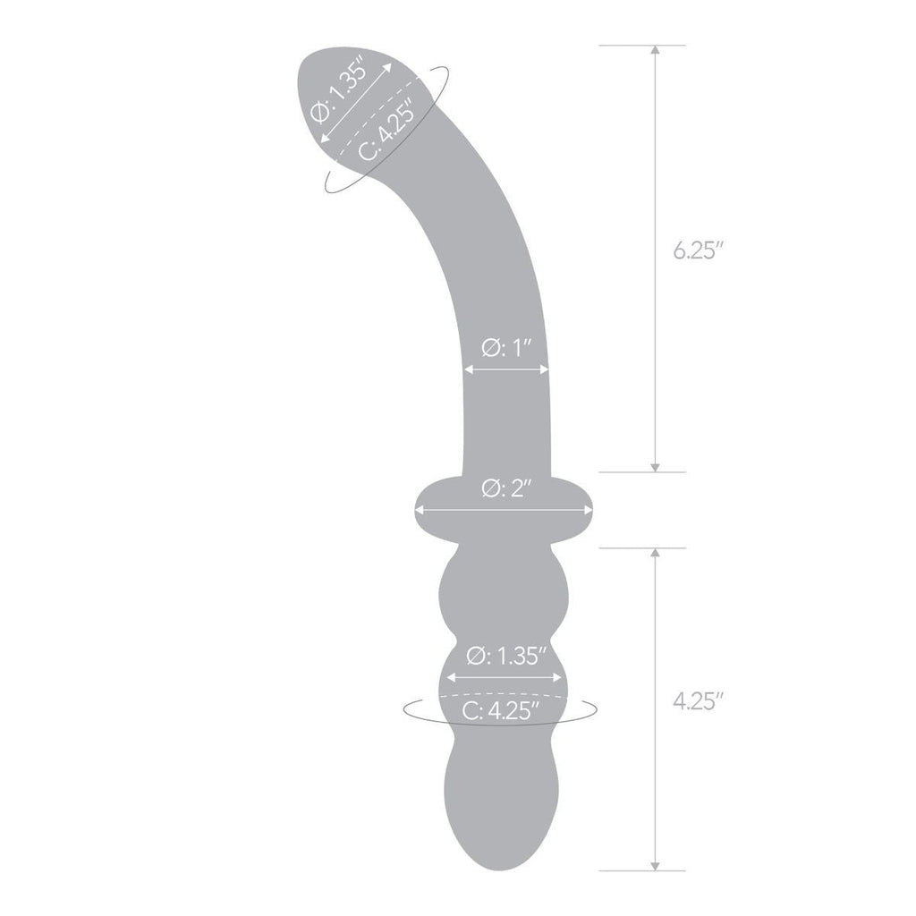Gläs 12 Inch Girthy Ribbed Double End Handblown Glass Cock Dildo Anal Butt Plug
