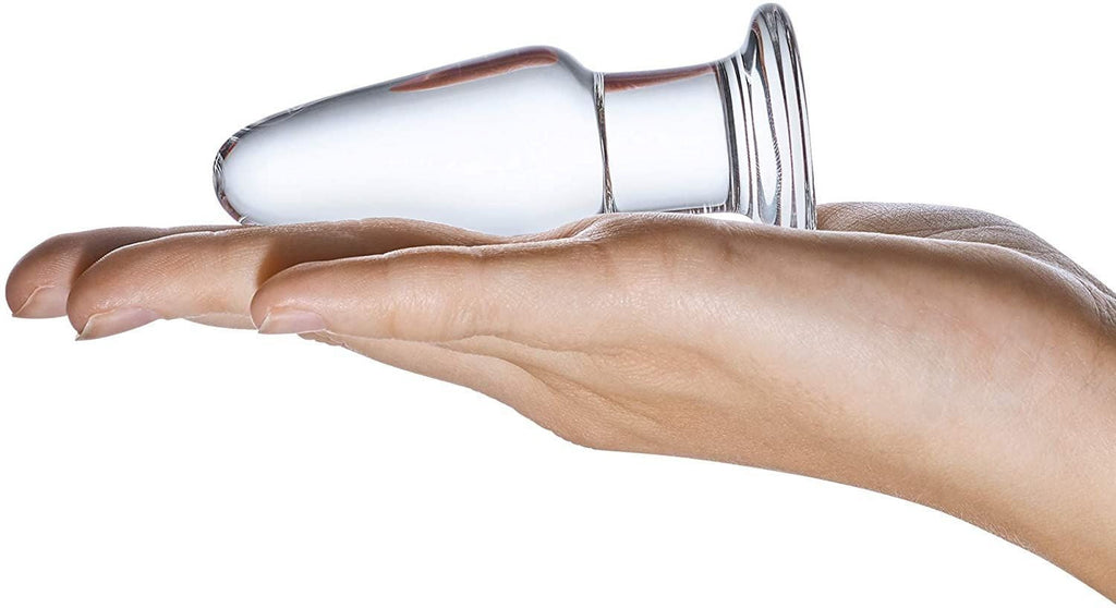 Gläs 3.5 Inch Clear Luxury Handblown Glass Anal Butt Plug Ass Training