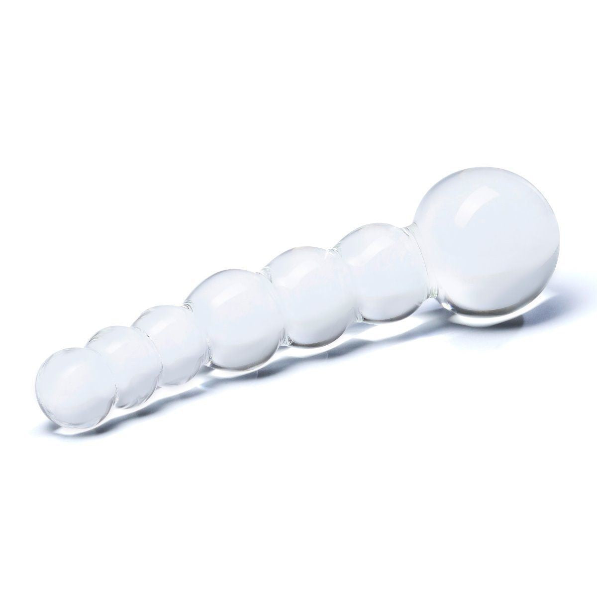 Gläs 5 Inch Curved Ribbed Beaded Luxury Handblown Glass Dildo Anal Massager