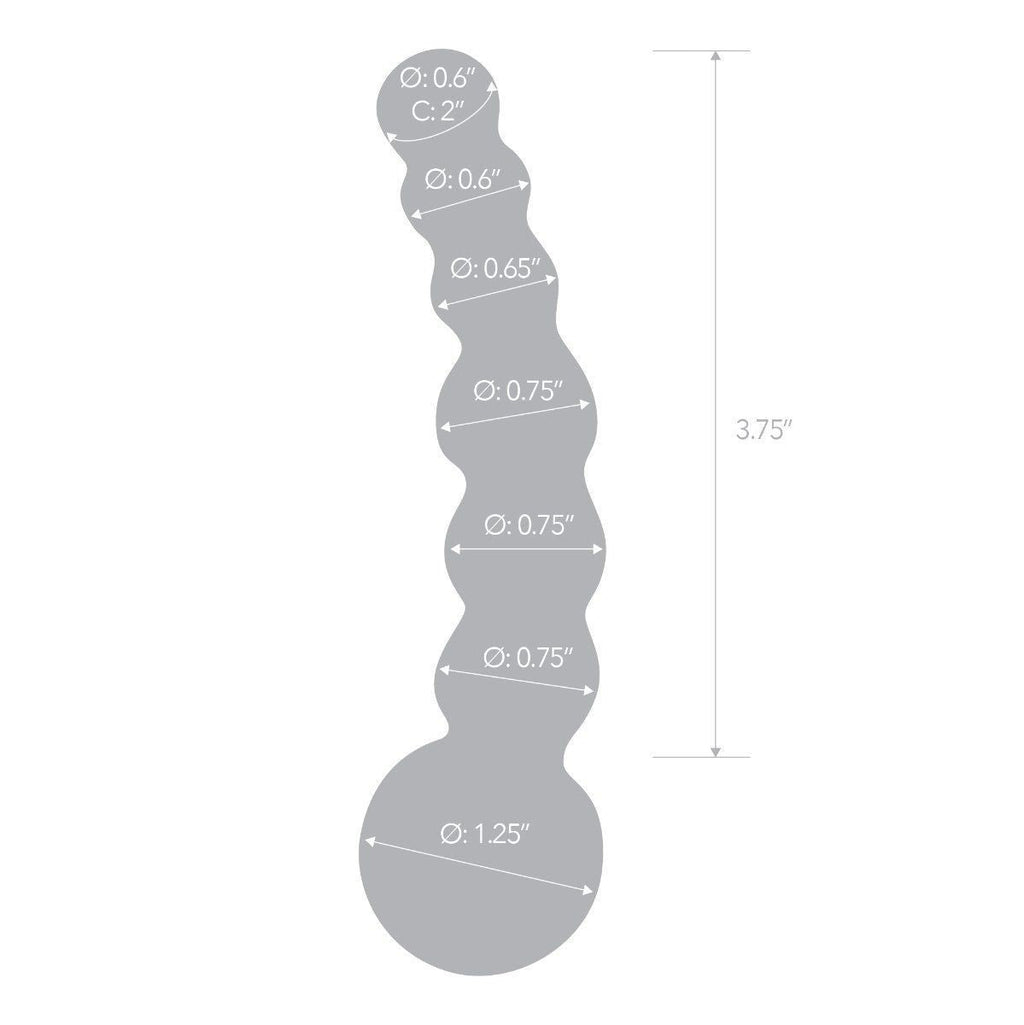 Gläs 5 Inch Curved Ribbed Beaded Luxury Handblown Glass Dildo Anal Massager