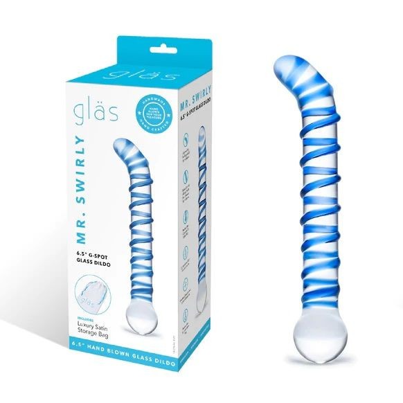 Gläs 6.5 Inch Mr Swirly G-Spot Handblown Glass Dildo Anal Prostate Massager
