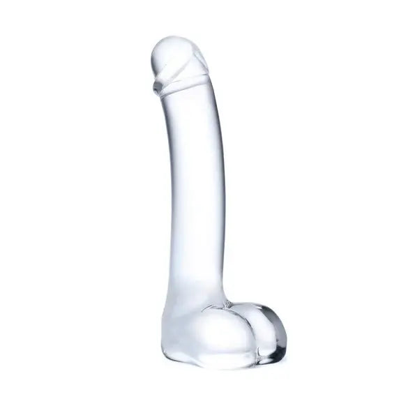 Gläs 7 Inch Realistic Curved Handblown Smooth Cock Glass Dildo Flat Base Massager