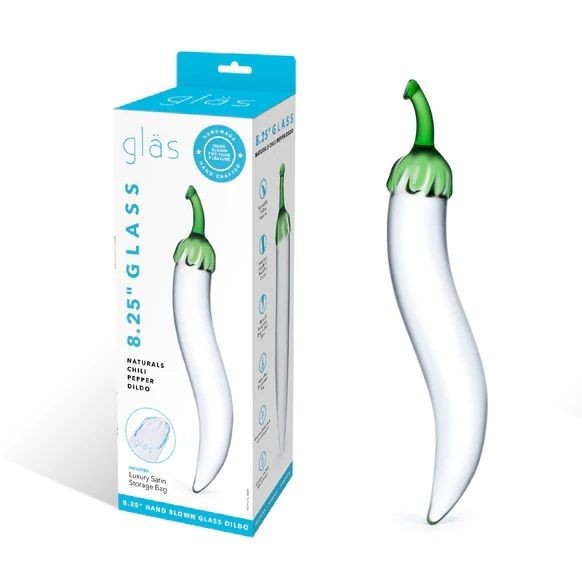 Gläs 8.25 Inch Naturals Chili Pepper Luxury Handblown Glass Dildo Anal Massager
