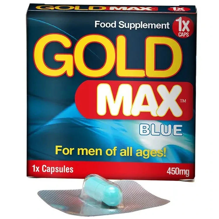 GoldMAX Blue Male Libido Erection Enhancer Stamina Performance Booster 450mg Capsules