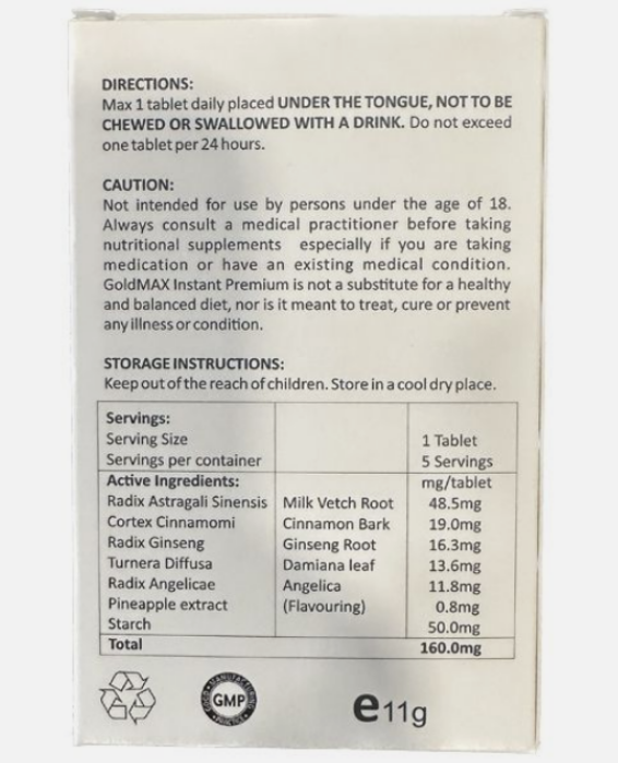 GoldMAX Instant Premium Libido Sex Enhancer Supplement 10 Pack For Men 160mg
