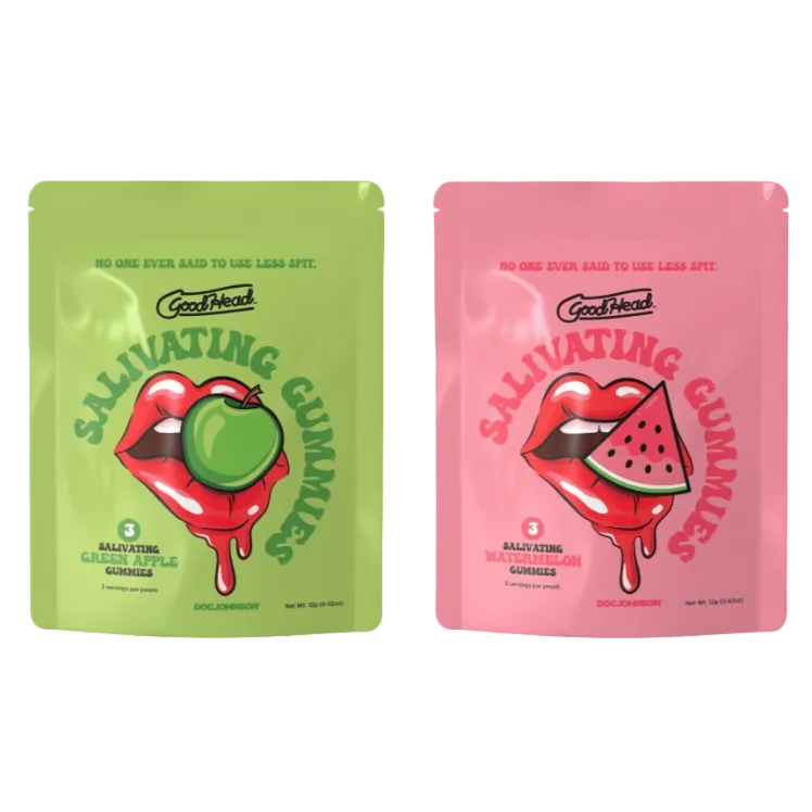GoodHead Salivating Oral Sex Blowjob Gummies 3 Pack Green Apple Watermelon