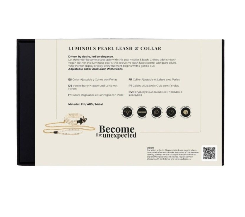 Guilty Pleasure Allure Luminious Pearl Leash & Collar BDSM Bondage Fetish Vegan