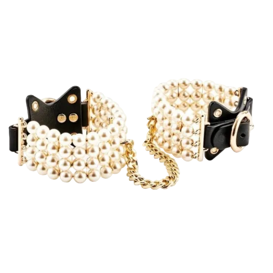 Guilty Pleasure Allure Soiree Pearl Wrist Hand Cuffs BDSM Bondage Fetish Vegan