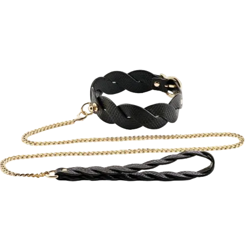 Guilty Pleasure Eclipse Lunar Braided Leash and Collar BDSM Bondage Fetish Vegan