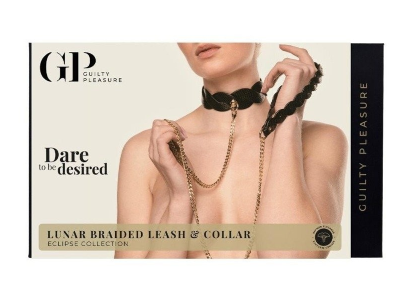 Guilty Pleasure Eclipse Lunar Braided Leash and Collar BDSM Bondage Fetish Vegan