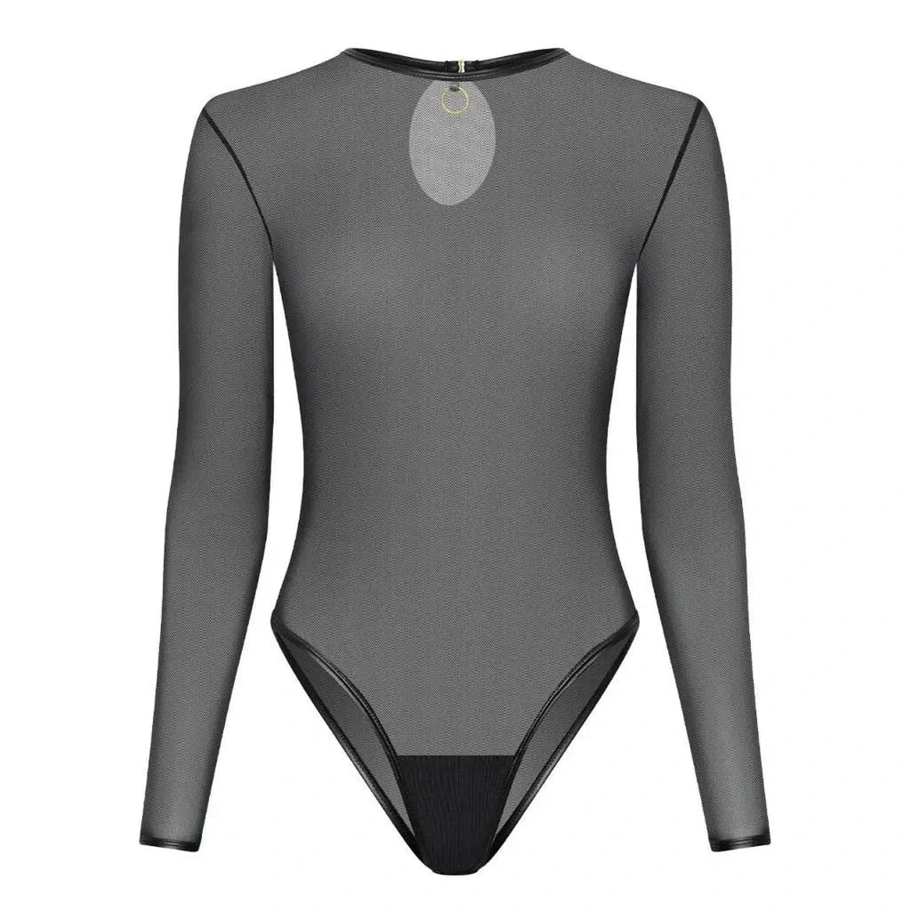 Guilty Pleasure Silhouette Collection Lingering Longsleeve Body Mesh Teddy Small - Extra Large