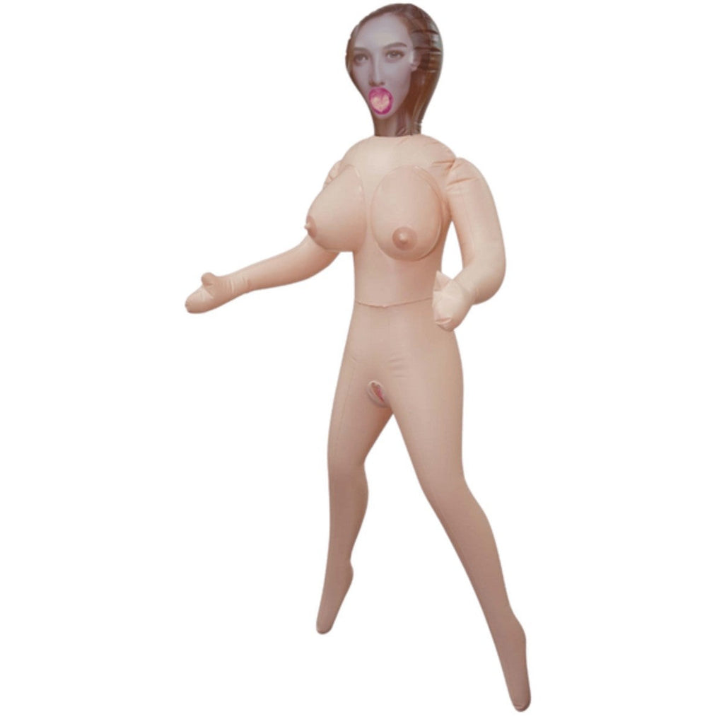 Hussy Standing Pose PVC Inflatable Love Sex Doll 3 Tempting Holes Brunette
