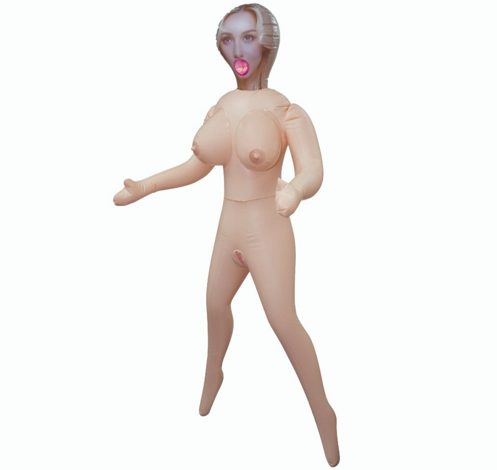 Hussy Standing Pose PVC Inflatable Love Sex Doll 3 Tempting Love Holes Blonde