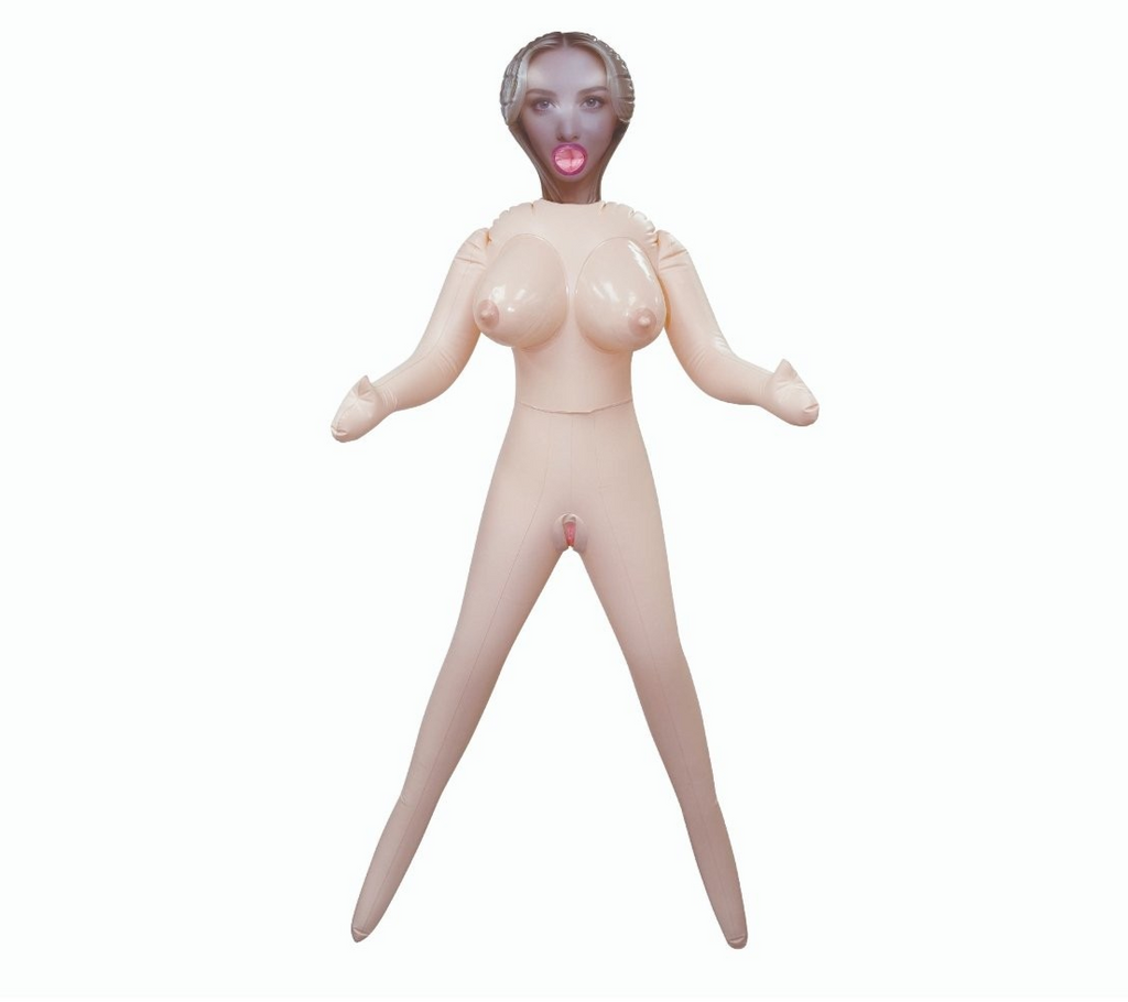 Hussy Standing Pose PVC Inflatable Love Sex Doll 3 Tempting Love Holes Blonde