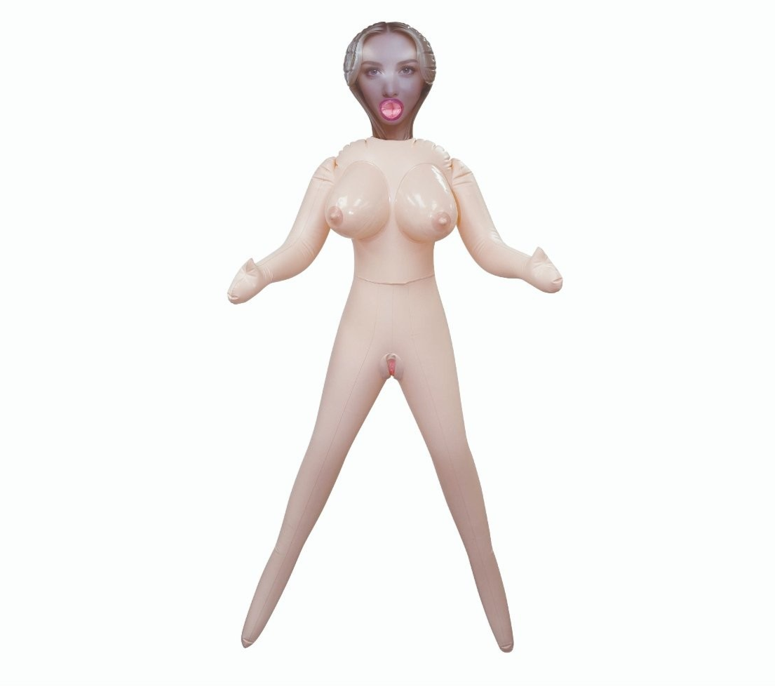Hussy Standing Pose PVC Inflatable Love Sex Doll 3 Tempting Love Holes Blonde