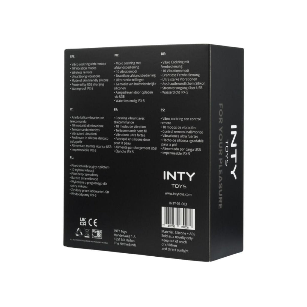 INTY Toys Crave Remote Control Couples Vibrating Cock Ring Silicone Massager