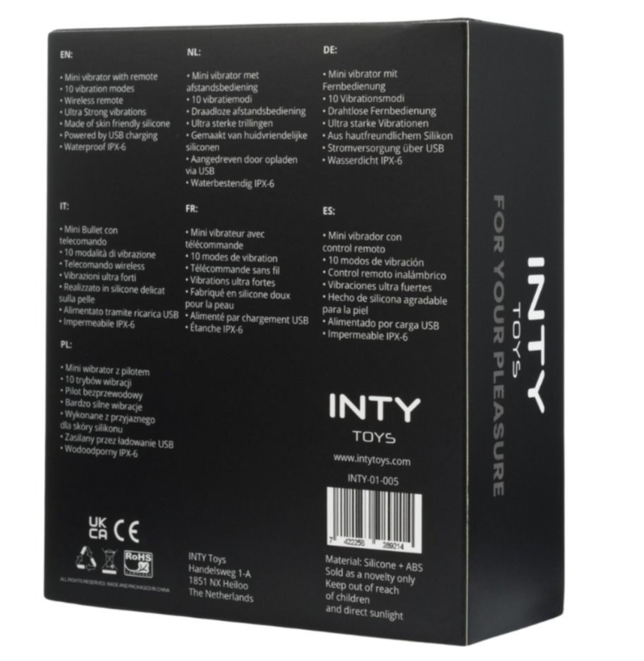 INTY Toys Pulse Soft Silicone Remote Control Bullet Clit Vibrator Waterproof