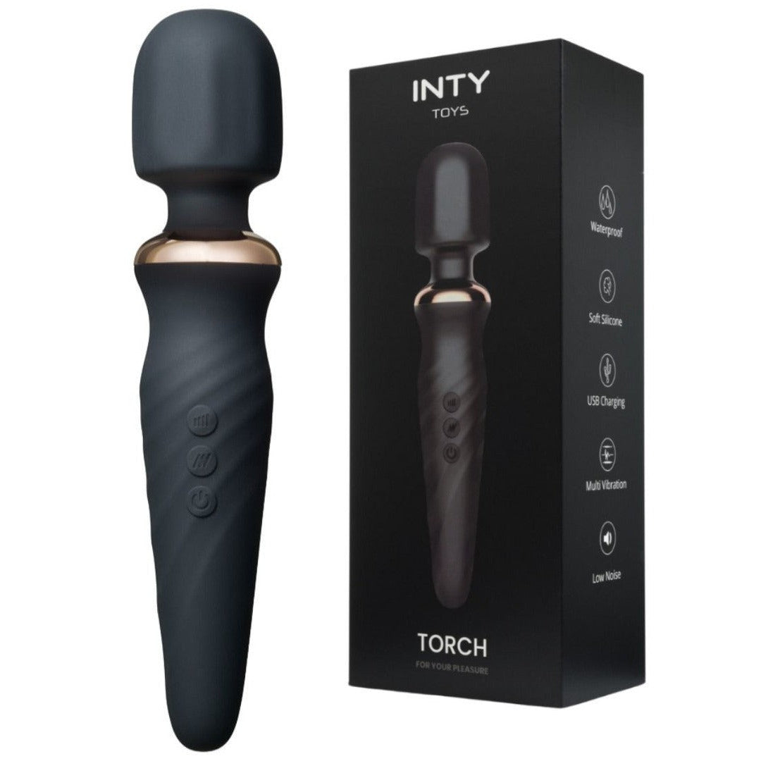 INTY Toys Torch Vibrator Body Clitoral Massager Wand 25 Modes 5 Speeds Silicone