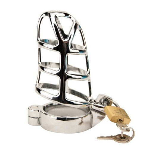 Impound Gladiator Silver Male Chastity Device Orgasm Denial Steel CBT Penis Cage