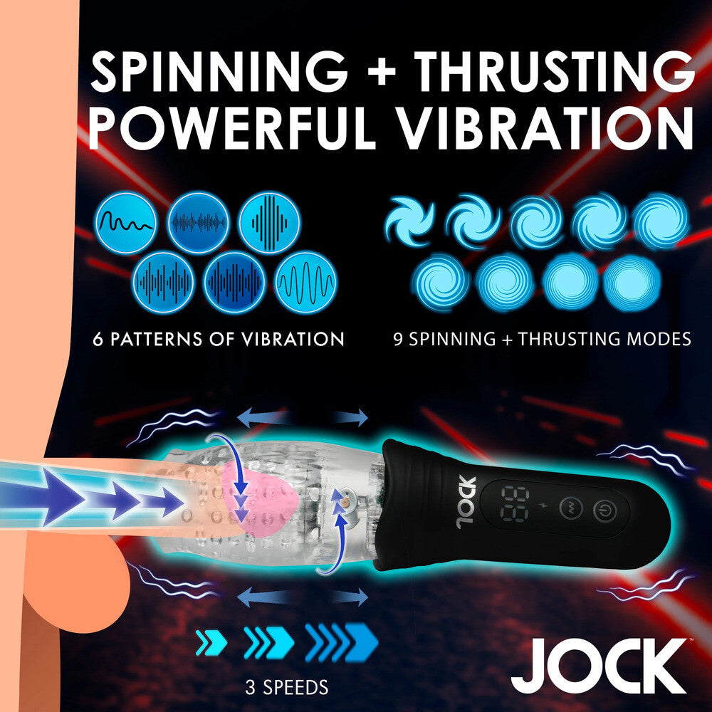 Jock Spinning Thrusting & Vibrating Multispeed Male Masturbator Blowjob Stroker