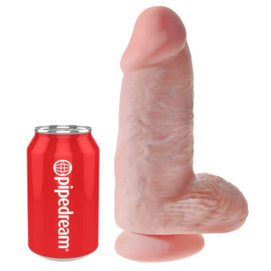 King Cock Chubby Light 9 Inch Veiny Realistic Thick Suction Cup Dildo With Balls