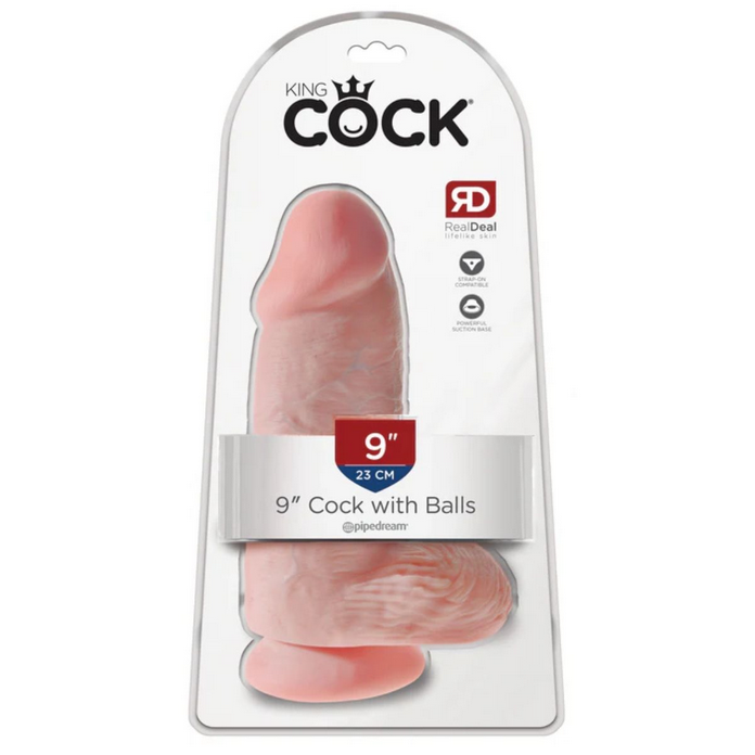 King Cock Chubby Light 9 Inch Veiny Realistic Thick Suction Cup Dildo With Balls