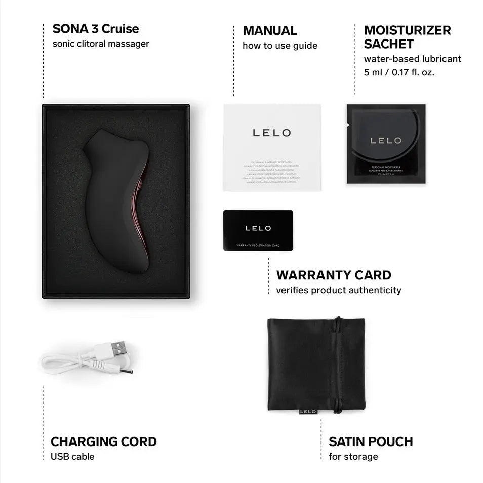 LELO Sona 3 Cruise SenSonic™ Clitoral Massager Black Silicone Waterproof Vibrator