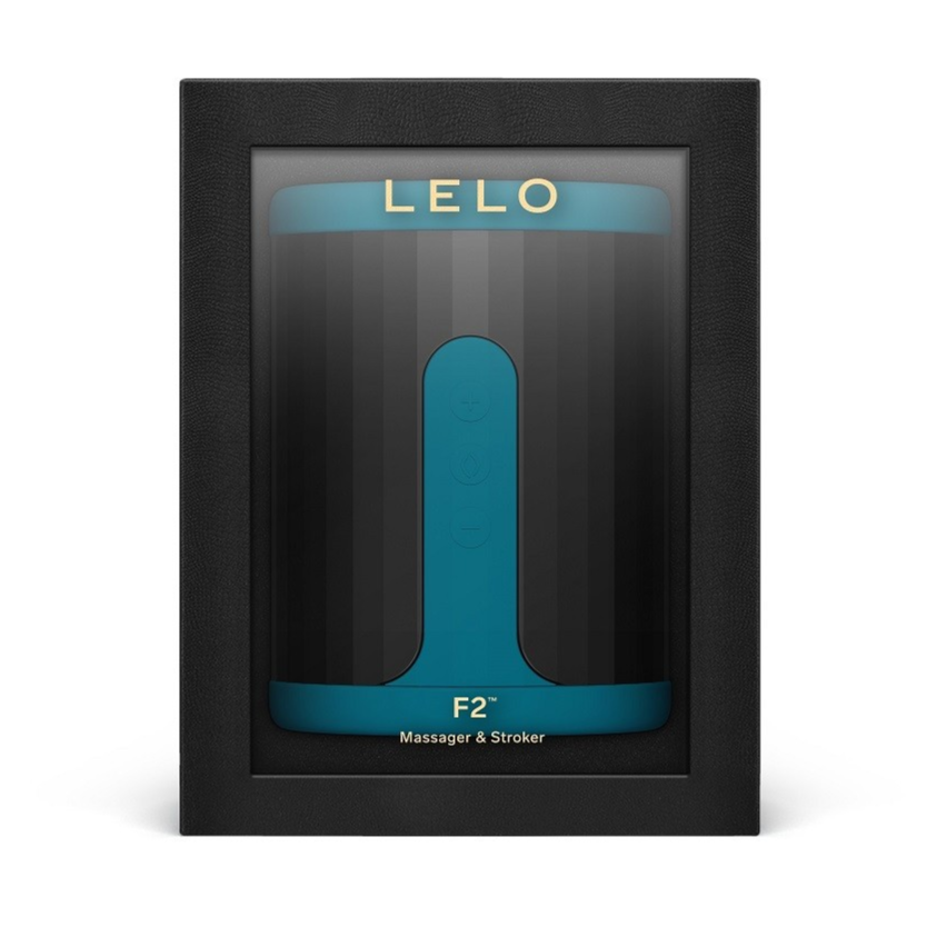 LELO F2 Male Masturbator Stamina Trainer Blue App Controlled Ribbed Silicone