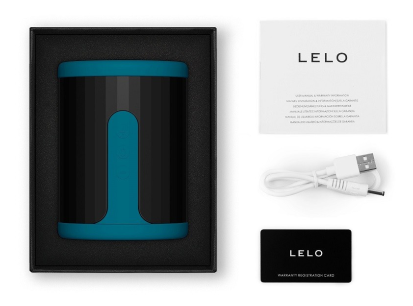 LELO F2 Male Masturbator Stamina Trainer Blue App Controlled Ribbed Silicone