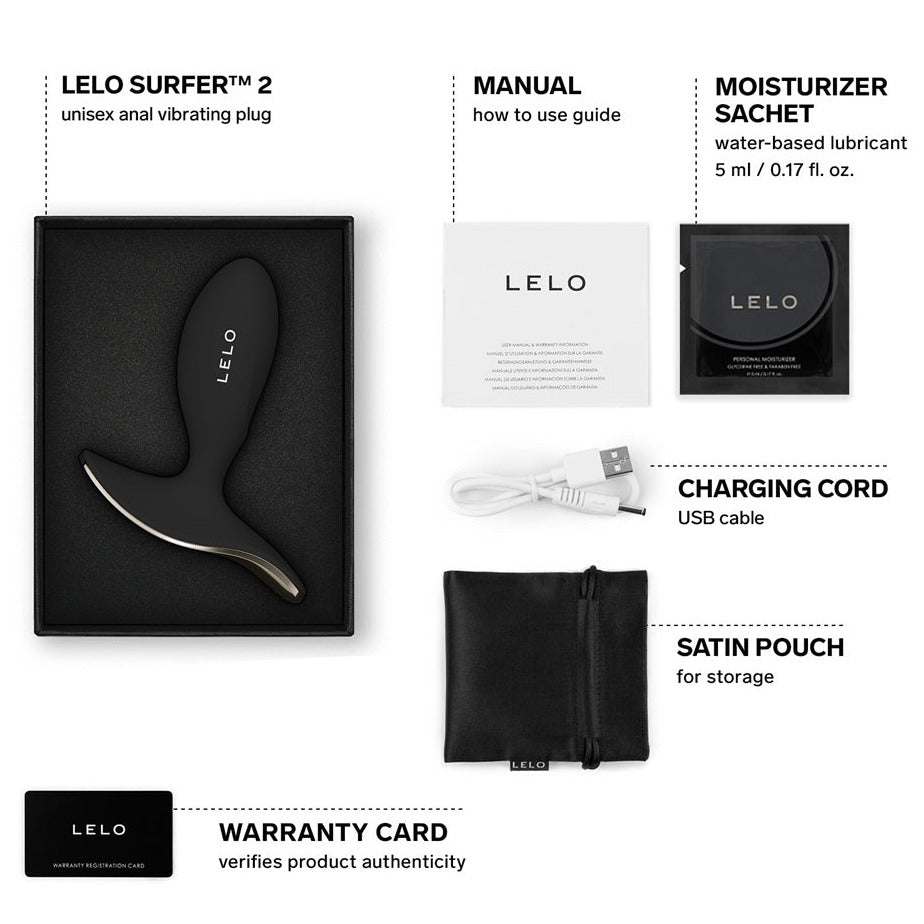 LELO Surfer 2 Unisex Anal Vibrating Plug Silicone App Controlled Cyber Purple