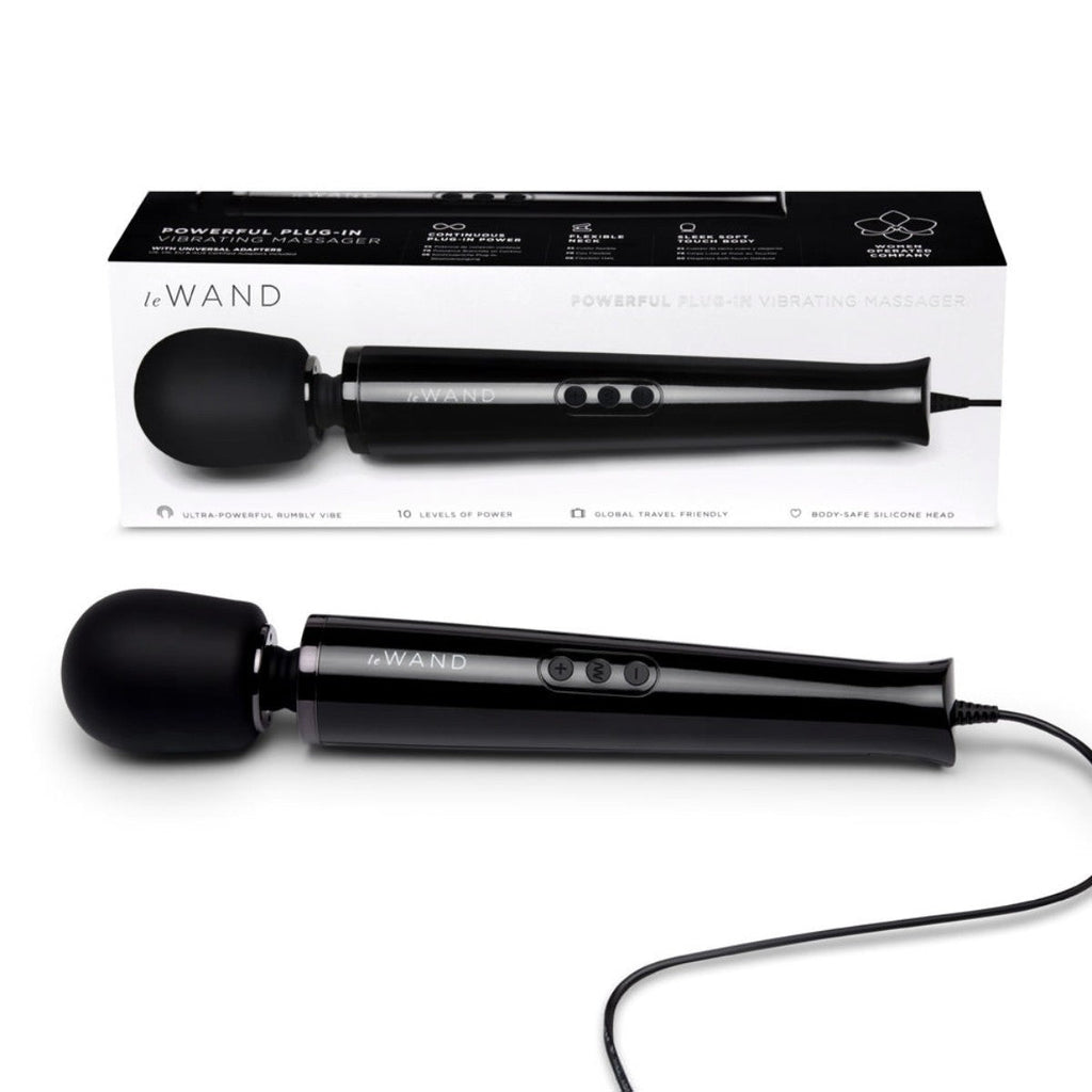 Le Wand Black Plug In Wand Vibrator Powerful Silicone Luxury Body Massager Vibe