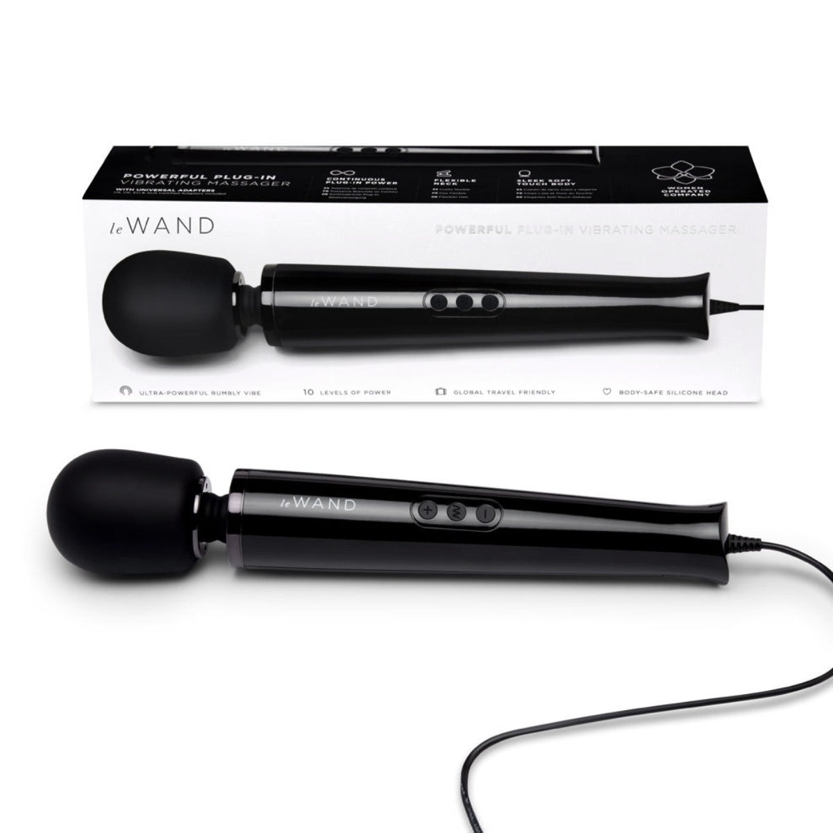 Le Wand Black Plug In Wand Vibrator Powerful Silicone Luxury Body Massager Vibe