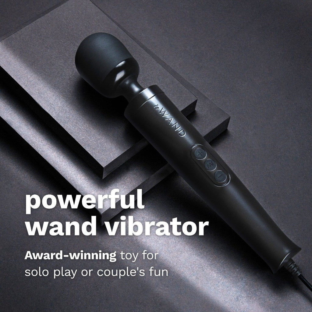 Le Wand Diecast Plug-In Vibrator Body Clitoral Massager Wand Soft Silicone Black