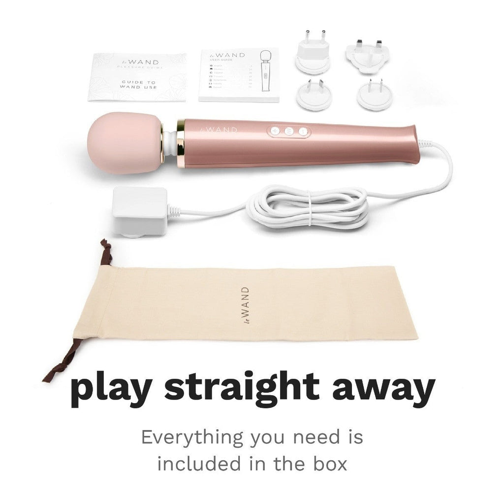 Le Wand Rose Gold Plug In Wand Vibrator Powerful Silicone Body Massager Vibe