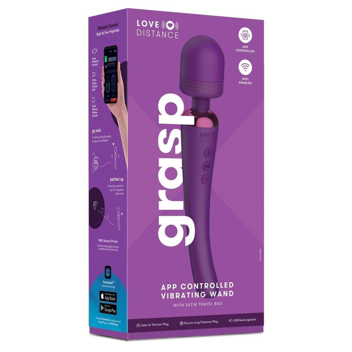 Love Distance Grasp Wand Silicone App Controlled Massager Rechargeable Vibrator