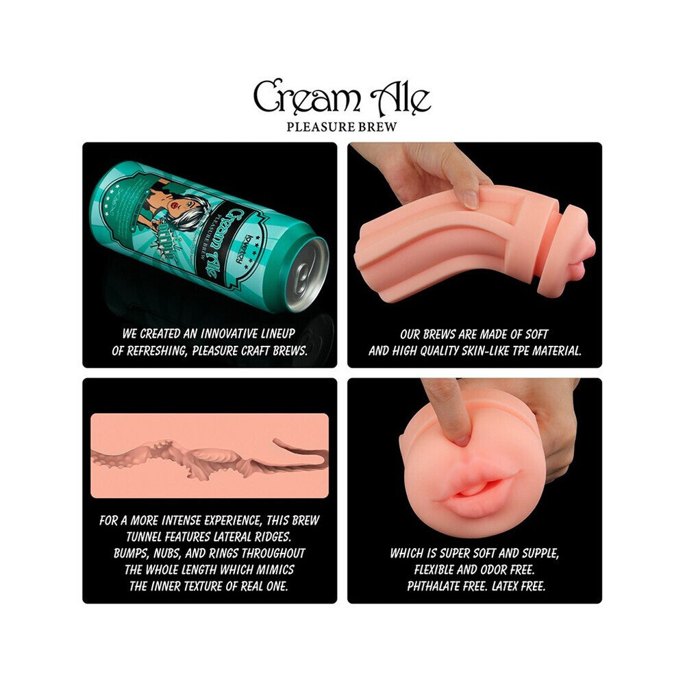 Lovetoy Pleasure Brew Cream Ale Mouth Male Masturbator 8 Inch Stealth Stroker