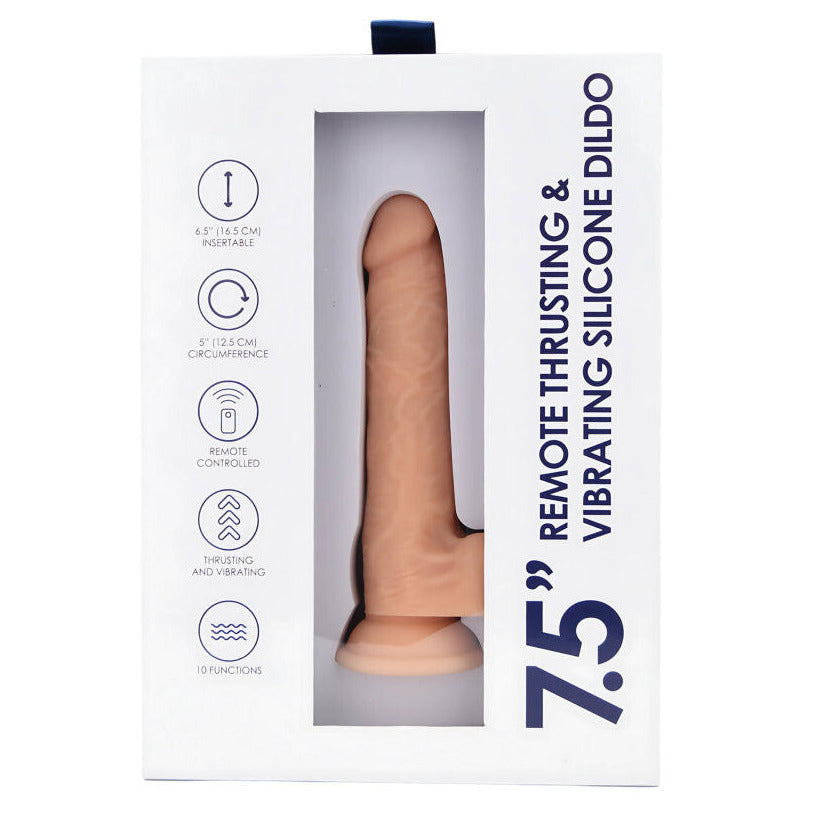 Loving Joy 7.5 Inch Remote Thrusting Vibrating Silicone Dildo Suction Cup 10 Modes